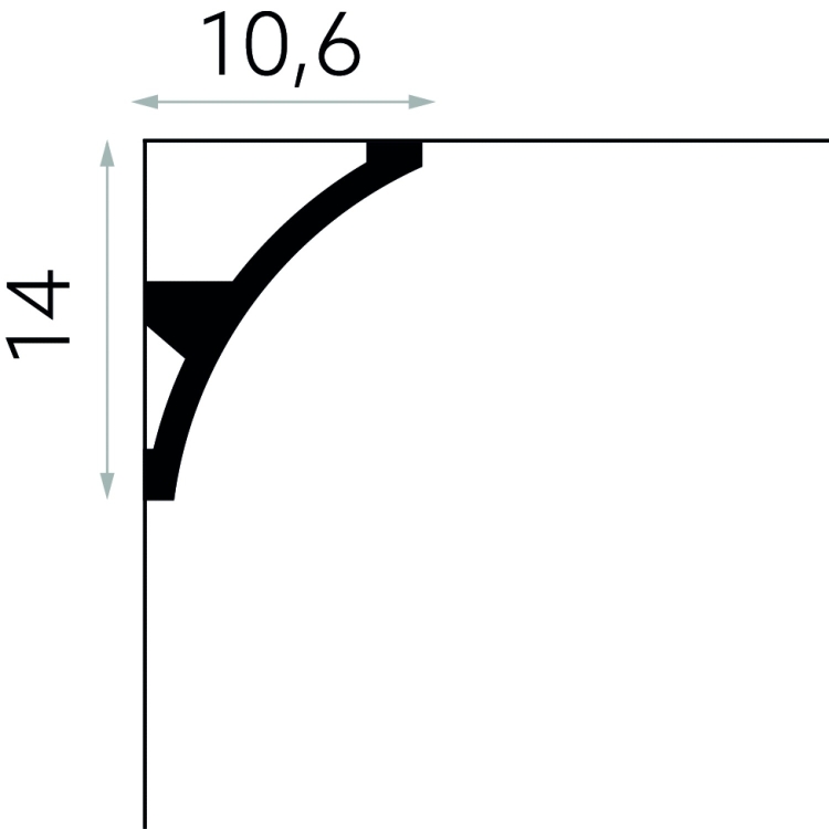 Zdjęcie Wymiarów Wysoka Listwa Oświetleniowa LED Przysufitowa 14cm do Malowania MDB101