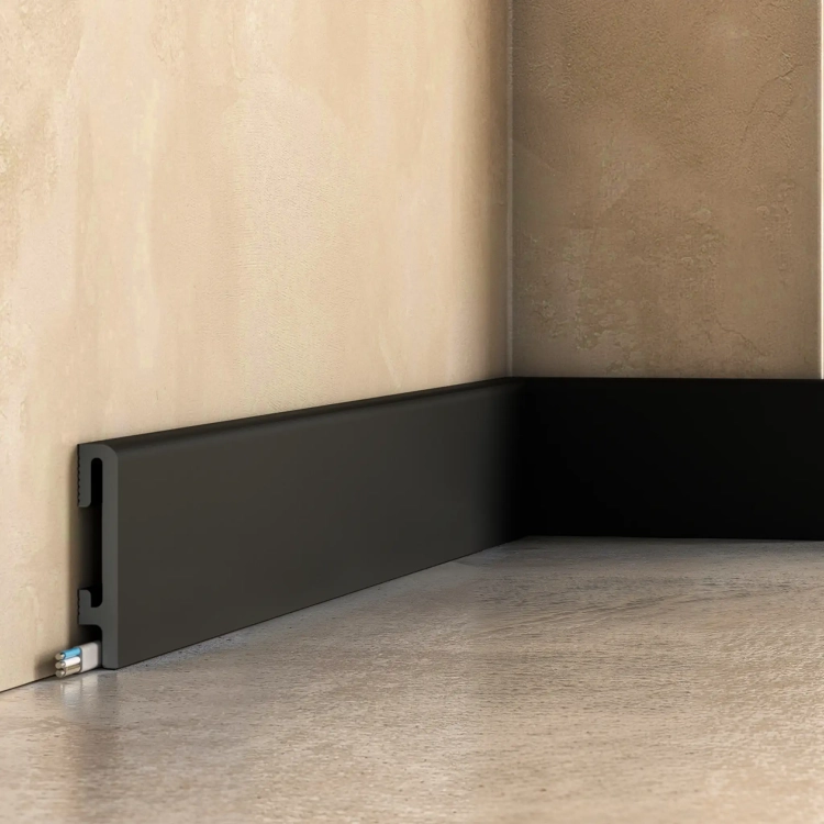 Listwa przyppodłogowa czarna 8cm Durofit PF080B premium floor zbliżenie.webp