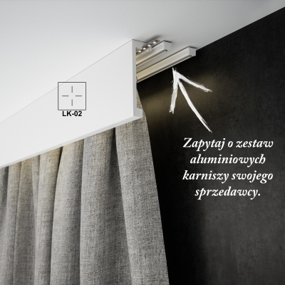 Zdjęcie Prezentujące Listwę Karniszową Oświetleniową LED 15cm do Malowania LK-02 Creativa