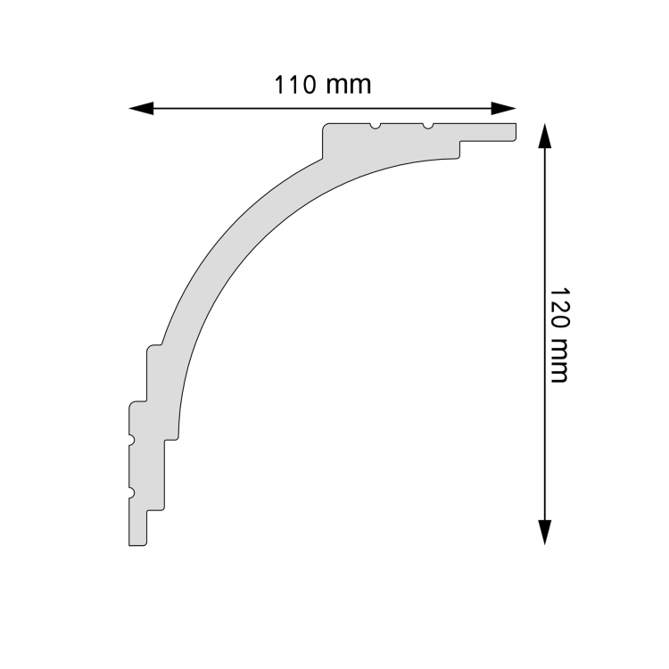 Zdjęcie Wymiarów Wysoka Gładka Listwa Oświetleniowa LED Karniszowa 12cm do Malowania LK-06 Creativa
