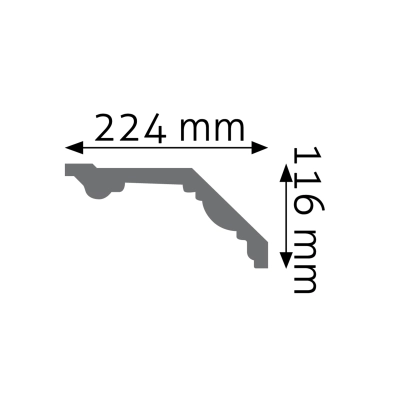 Zdjęcie Wymiarów Gzyms Dekoracyjna Listwa Przysufitowa 22,4cm do Malowania LGG-09 Creativa