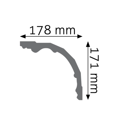 Zdjęcie Wymiarów Gzyms Dekoracyjna Listwa Przysufitowa 18cm do Malowania LGG-35 Creativa