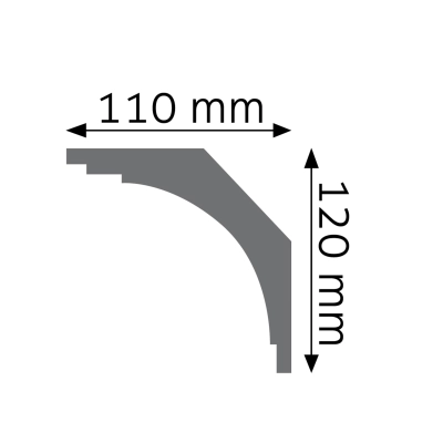 Zdjęcie Wymiarów Gzyms Dekoracyjna Listwa Przysufitowa 12cm do Malowania LGG-02 Creativa