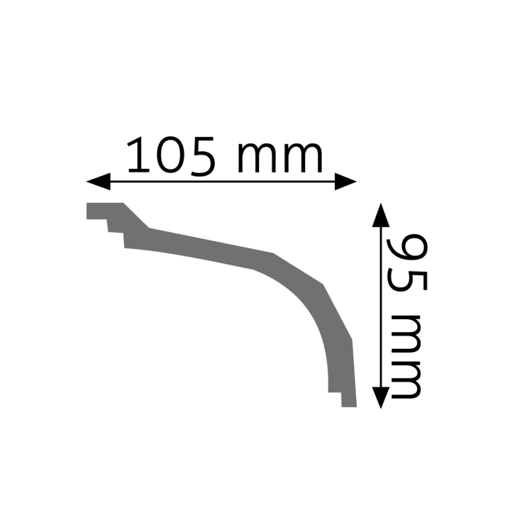 Zdjęcie Wymiarów Gzyms Dekoracyjna Listwa Przysufitowa 10,5cm do Malowania LGG-05 Creativa