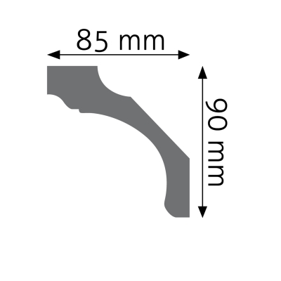 Zdjęcie Wymiarów Gzyms Dekoracyjna Listwa Przysufitowa 8,5cm do Malowania LGG-21 Creativa