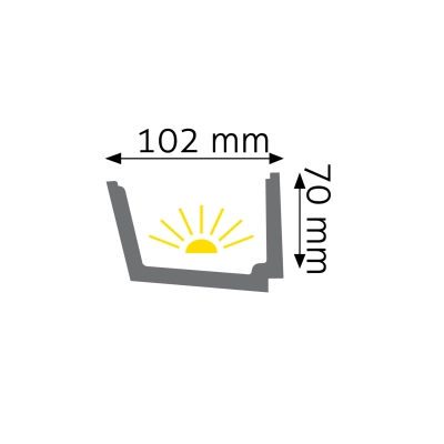 Zdjęcie Wymiarów Listwa Oświetleniowa Przysufitowa LED 10,2cm do Malowania LOC-02 Creativa