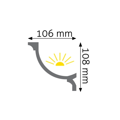 Zdjęcie Wymiarów Listwa Oświetleniowa Przysufitowa LED 10,6cm do Malowania LOC-04 Creativa