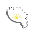 Zdjęcie Wymiarów Listwa Oświetleniowa Przysufitowa LED 14,5cm do Malowania LGG-14 Creativa