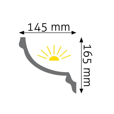 Zdjęcie Wymiarów Listwa Oświetleniowa Przysufitowa LED 14,5cm do Malowania LGG-14 Creativa