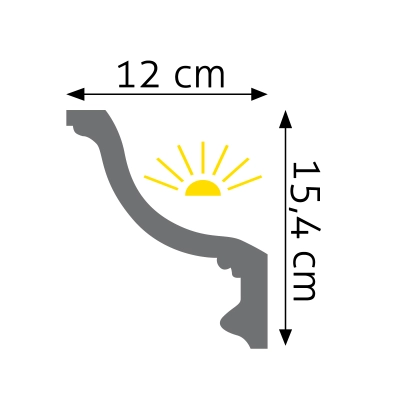 Zdjęcie Wymiarów Listwa Oświetleniowa Przysufitowa LED 12,0cm do Malowania LGG-18 Creativa