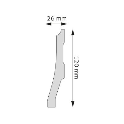 Zdjęcie Wymiarów Wysoka Nowoczesna Listwa Przypodłogowa 12cm do Malowania LPC-34 Creativa