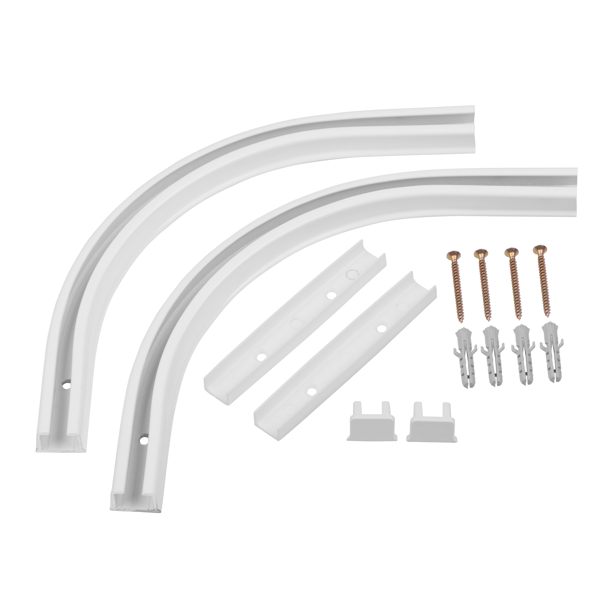 Łuki Aluminiowe Zakończeniowe 90° do Szyny Karniszowej Białe 2 Sztuki CH Creativa